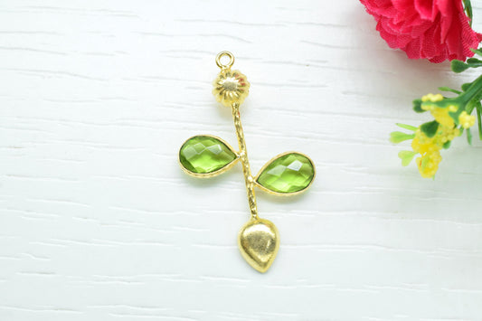 Peridot Charms/Peridot Pendant/Gemstone Components/Connector Charms/Single Bail Pendant/Teardrop Pendants/Custom Jewellery , DIY Jewellery
