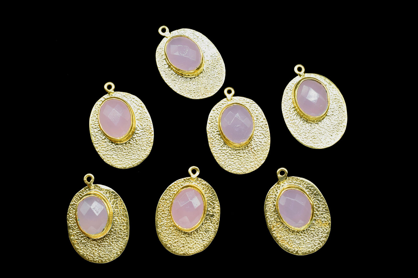 Pink Chalcedony Pendants,Finding Oval Shape,Gemstone Pendant jewelry,Handmade Connector,Matt Pendant Charms, link pendant Component,For Gift