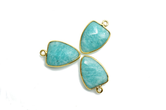 Amazonite 12x15mm Triangle shape pendant,Amazonite single loop connectors,Amazonite Faceted Bezel Link Connector,Amazonite fancy connectos