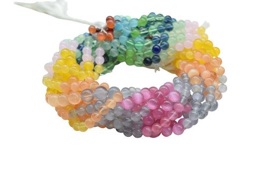 Multi Gemstone 6mm To 7mm Smooth Round Beads ,Multi Gemstone Round Beads Strands,Smooth Jade Beads,13 Inch Beads Strands,Jewelry Making Bead