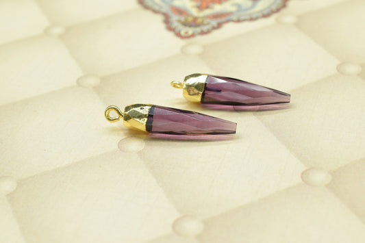 Amethyst Pencil Connector,Amethyst spike Pendant necklace Jewelry Making,Gemstone Single Bail Pendant,Handmade Faceted Spike Pointed Charm