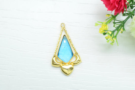 Blue Topaz Pendant/Gemstone Component/Blue Topaz Faceted Pendant/Necklace Pendant/Single Bail Charm/Necklace Pendant/Summer Collection/Gift