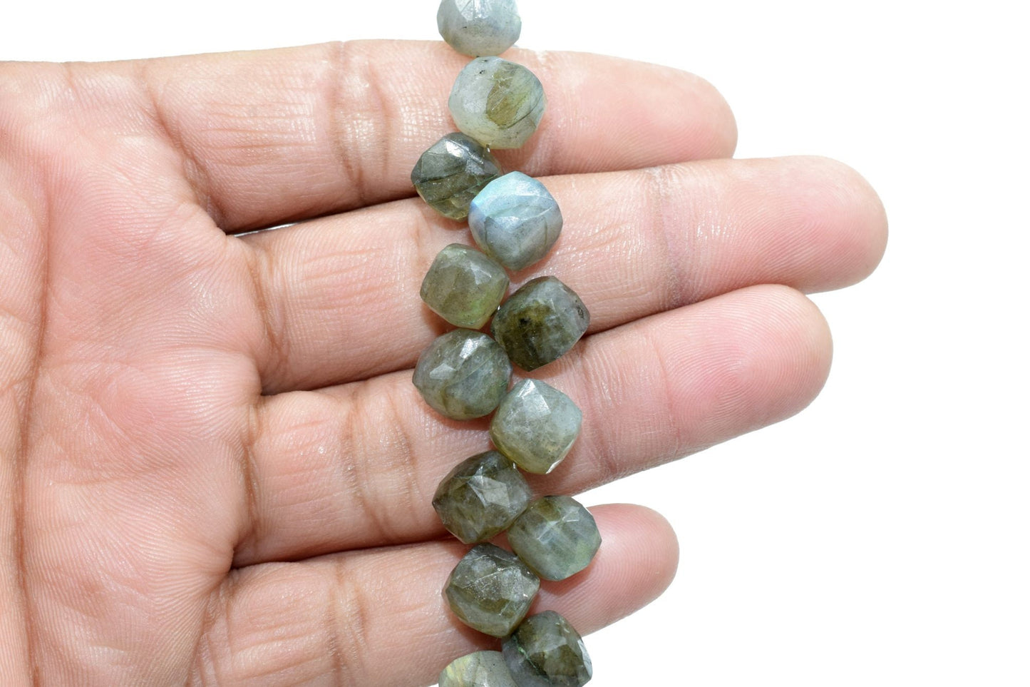 Labradorite Faceted Cube Dice Square Beads,Labradorite 3D Faceted Cubes,Labradorite Box Shape Beads,Labradorite Briolettes,8-9mm Cube Beads