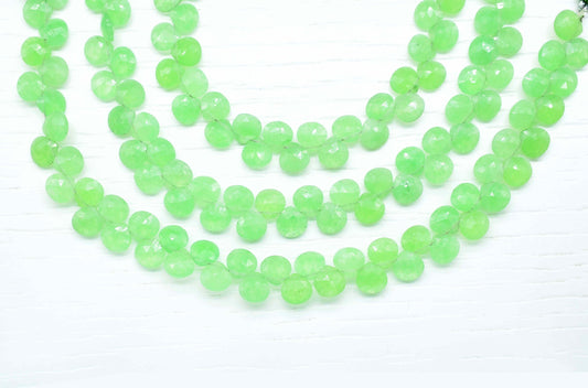 Prehnite Faceted 6mm To 7mm Heart Shape Briolettes,Prehnite Heart jewelry Making Supplies,Prehnite strand,Green Gemstone Heart Beads,Gift