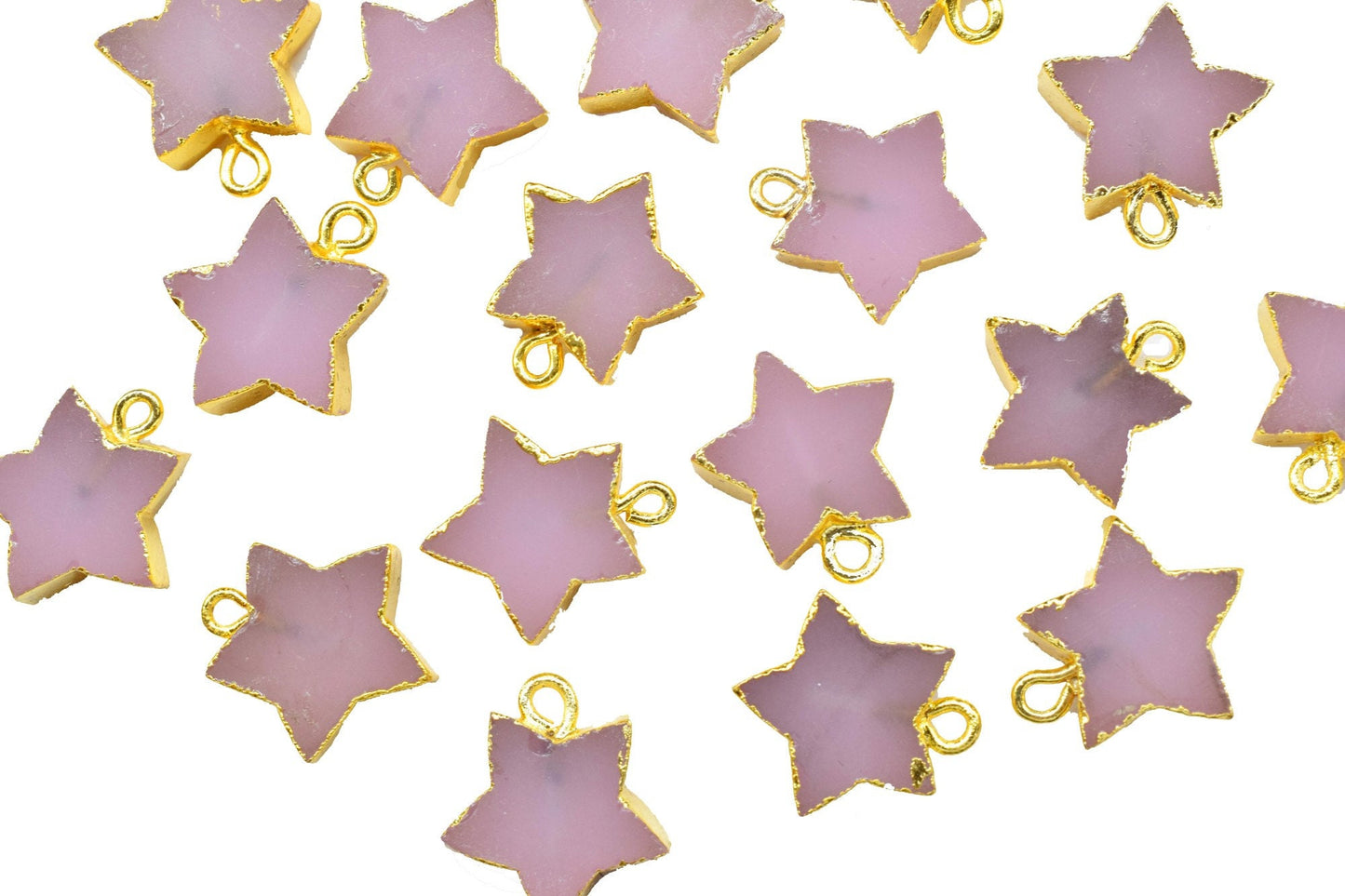 Rose Chalcedony Star Connector,Handmade Star Charms Necklace,Rough Pendant Jewelry,Gemstone Component,Electroplated Single Bail Connector