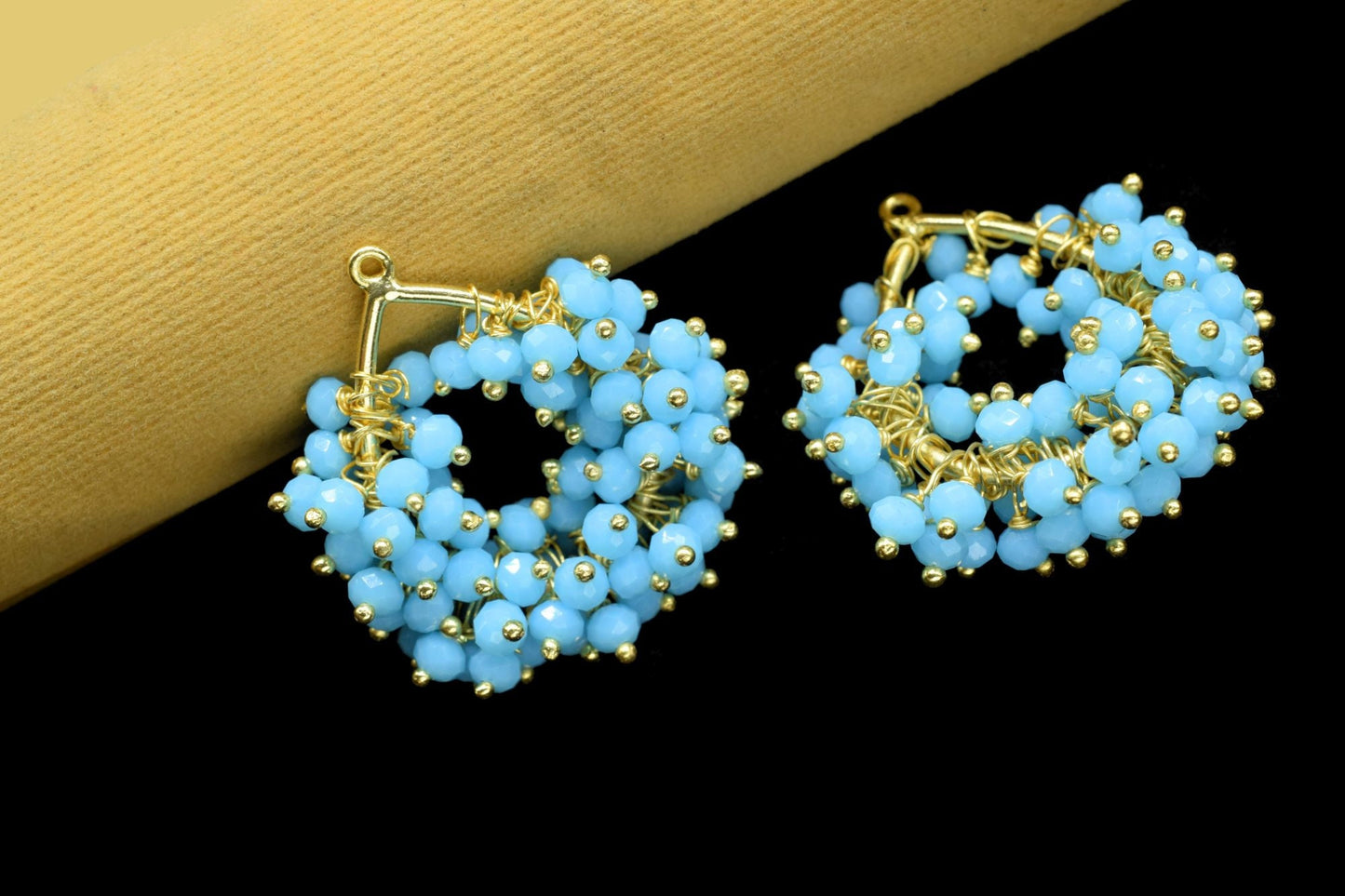 Blue Turquoise Pendant Charms,Handmade Beaded Charms Necklace,Pendant Jewelry Supply,Wire Wrapped Gemstone Component,Vermeil Dangle Earring