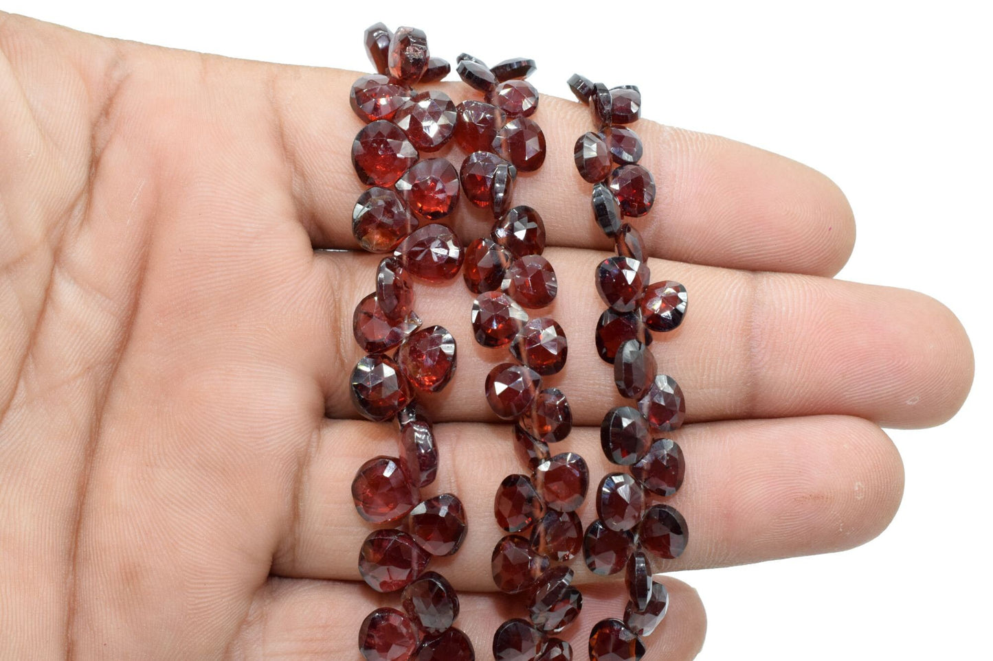 Mozambique Garnet 6mm heart shape faceted Briolette,Garnet beads,Garnet jewelry making beads,Garnet briolettes strand,Garnet 8 inch strand,