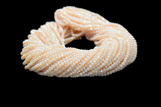 Peach Moonstone Coacted Faceted Beads/Loose Stone Beads/Jewelry Making Beads/Wholesale Beads/Peach Moonstone 3.50mm Faceted Beads/Gift