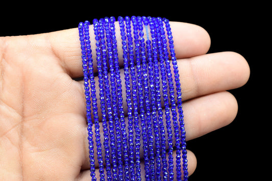 Blue Quartz Faceted Beads/Beads Strand/Jewerly Making Beads/2mm Blue Beads Strand/Loose Gemstone Beads/Rondelle Beads/Gift