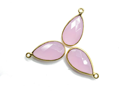 Rose Quartz 10x18mm Pear shape charm,Checker Board cut Rose Quartz Pendant,Rose Quartz charms,Pink Chalcedony Pear Briolettes,Rose Quartz