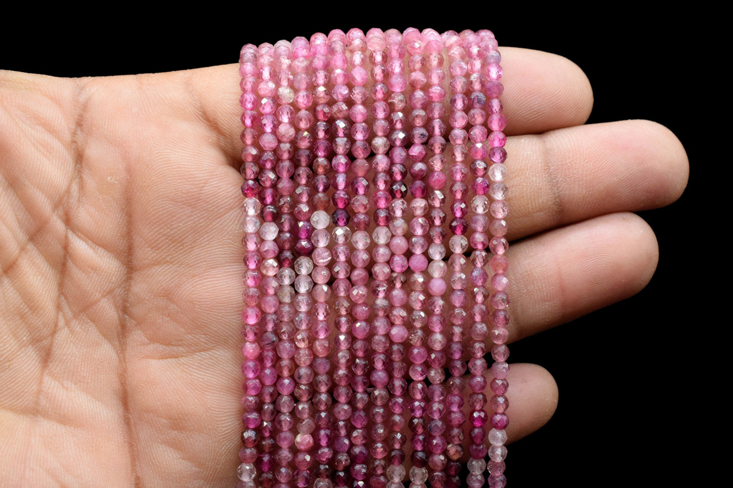 Pink Tourmaline Faceted Rondelle Beads,Gemstone Beads Strand,Tourmaline Shaded Beads,Micro faceted beads,Pink Tourmaline Strand Jewelry Gift