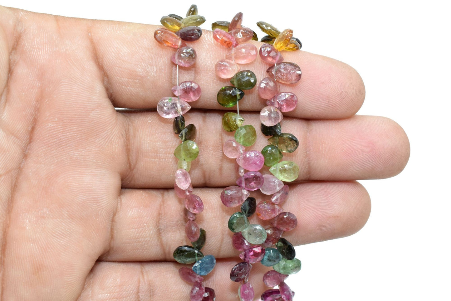 Multi Tourmaline Briolette,Multi Tourmaline pear shape Faceted beads,tiny pear shape Tourmaline beads,8''Briolettes strand,4x6 pear shape