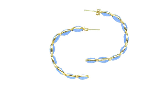 Blue Chalcedony Earring/Blue Gemstone Earring/Handmade Earring/Bridal Earring/Gold Plated Earring/Women Earring/Hoop Earring/B'day Gift
