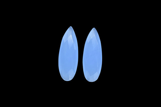Blue chalcedony Faceted 10x30mm Teardrop Shape Briolette,Chalcedony Semi Precious Bead Jewelry,Gemstone Both Side Cut Loose Fancy Beads,Gift