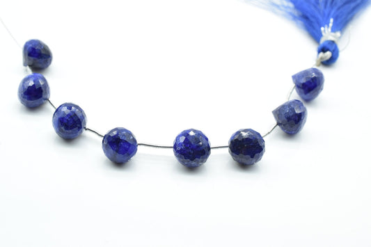 Blue Sapphire 10mm onion Shape Briolettes,Side drilled Briolette,Jewelry making supplies,craft supplies,Blue Sapphire Briolette,Gemstone