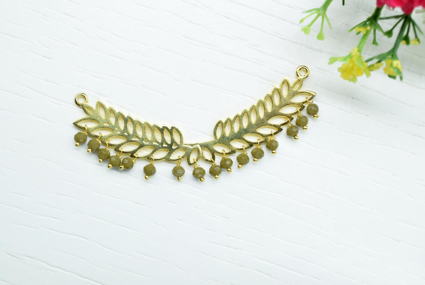 UnaKite Quartz Beads Dangle Charms,Wedding Hair Vine Connectors,Gemstone Leaf Pendant Necklace,Component Leaf Charms,Handmade jewelry,Gift