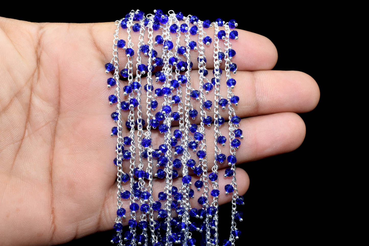Blue sapphire Quartz Cluster Rosary Chain,sapphire Faceted Rosary Chain,Dangling Rosary Chain,Unqiue Rosary,Wire Wrapped Beads Rosary,Rosary