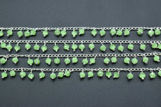 Prehnite Gemstone Rosary Chain,Prehnite Cluster Rosary,Wire Wrapped Rosary Chain,Gemsatone Bulk Rosary Roll,Prehnite Faceted Beads Rosary