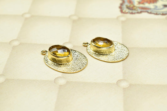 Citrine Oval Shape Pendants,Matt Earrings,Gemstone Pendant jewelry,Finding Carft Supplies,Finding Oval Component,Handmade Connector,Gift