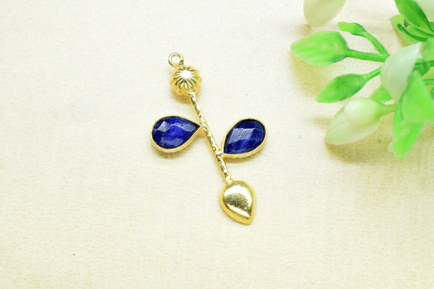 Natural Blue Sapphire Pendant Charms,Gemstone Bezel,Jewellery Making Connector Charms,Sapphire Teardrop Pendants,Natural Gemstone Jewellery