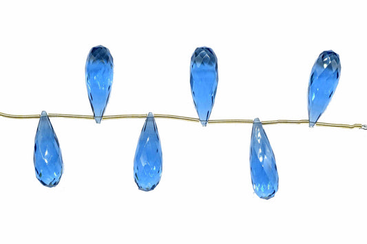 Blue Kyanite Quartz Faceted Long Drop Briolette, 10x30mm Long Briolette, Teardrop Briolette,Wholesale Gemstone,Calibrated Pair,Faceted Beads