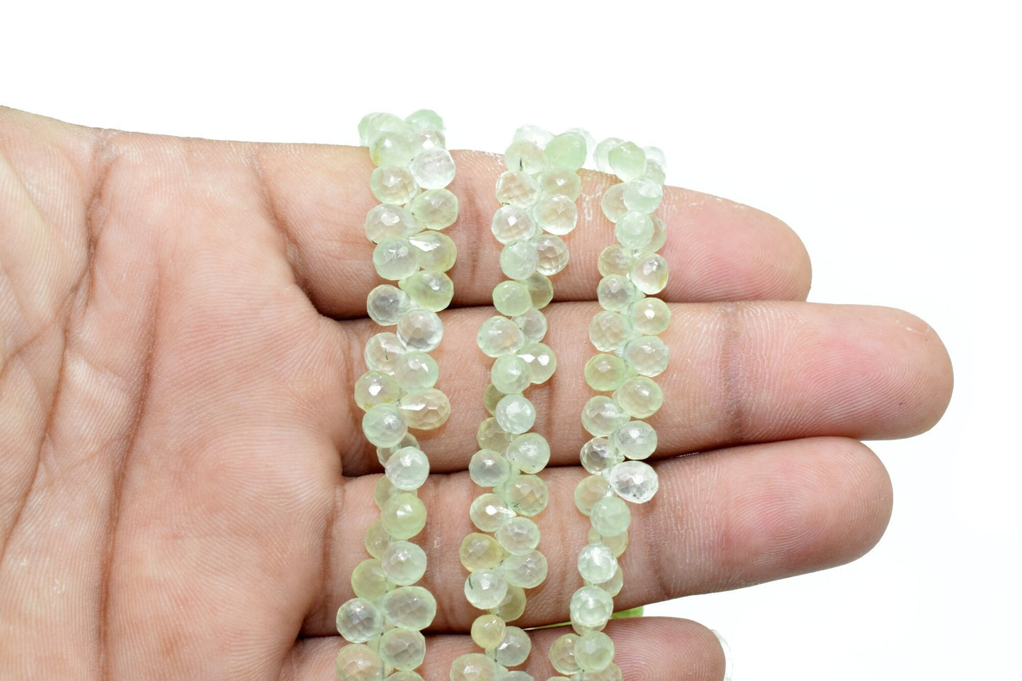 Prehnite Faceted Drop Shape briolette strand,Prehnite teardrop,Prehnite Briolette,Green Prehnite beads,Prehnite Drop shape strand,bracelets