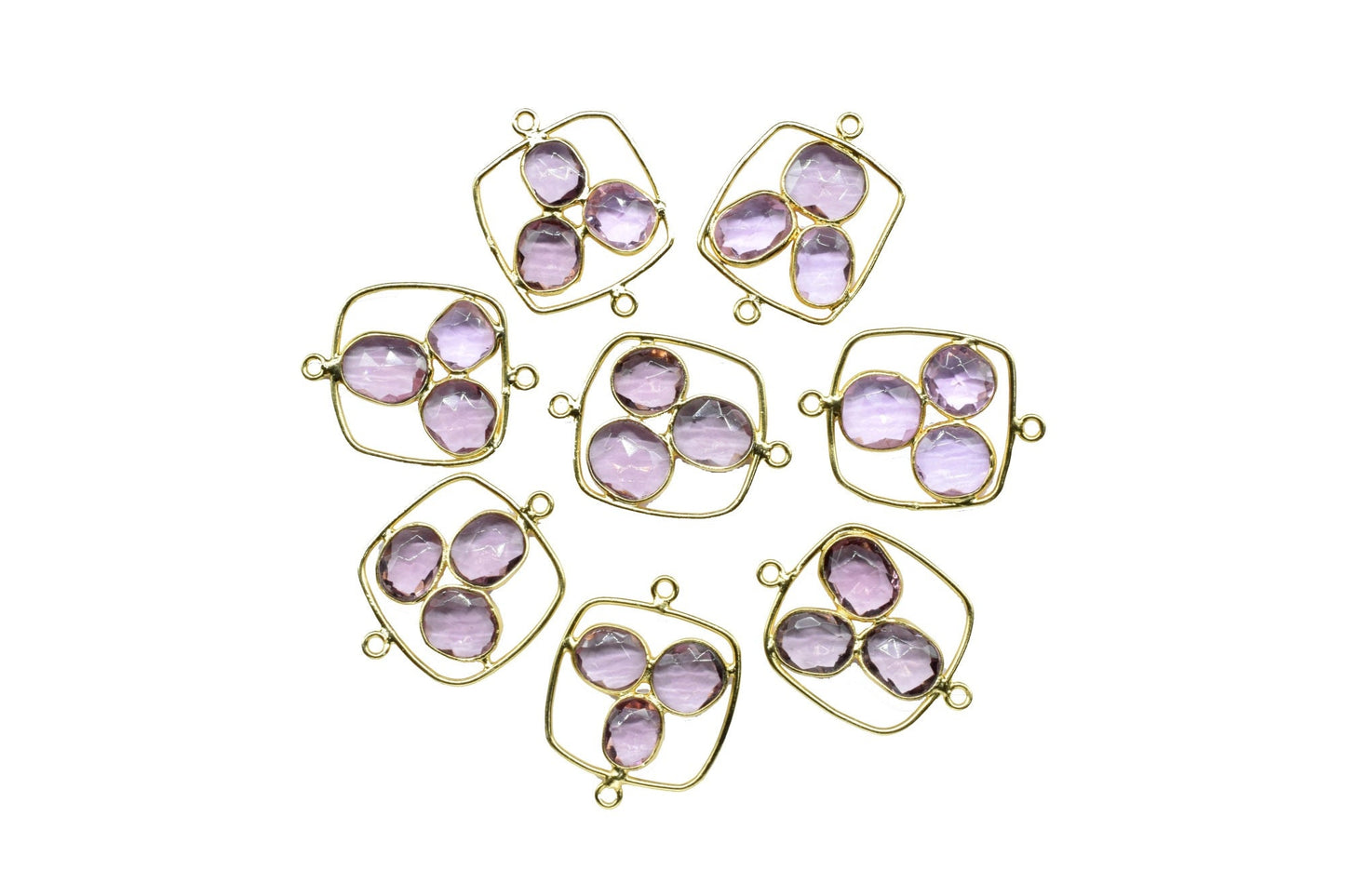 Pink Amethyst Quartz Dangle Earring Component,Gemstone Square Shape Component,Finding Necklace Connector,Pink AmethystBead Earring Connector