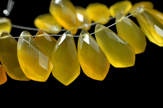 Yellow Chalcedony 10x20mm Horn shape faceted beads,Yellow Chalcedony Fancy Shape,Gemstone Beads,Yellow Chalcedony beads,Shark Tooth Beads