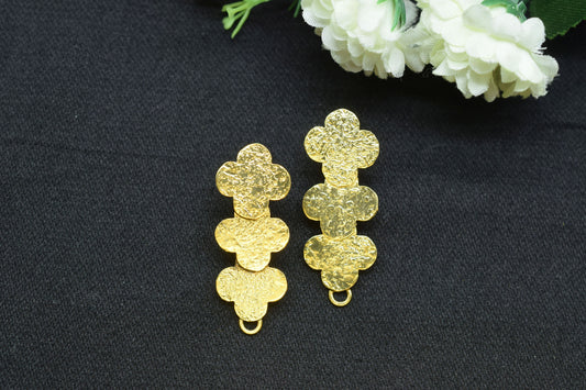 Brass Earring Connector,Clover Shape Earring charms,Gold Plated Brass Jewellery,Earring Post connector,Brass Earring parts,Earring connector
