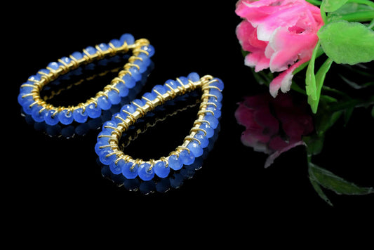 Blue Quartz Beaded Earring,Gemstone Components,Handmade Earring,Dangle Earring Component,Findings Earring Components- Connector Jewelry,Gift