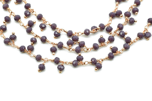 Purple Chalcedony Cluster Rosary Chain,Handmade Jewelry Making Wire Wrapped Beaded Chain By Foot, Necklace, Chalcedony CLUSTER Rosary chain