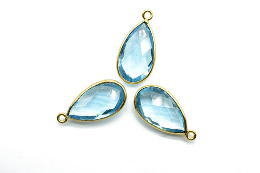 Sky Topaz 10x18mm Pear shape charm,Checker Board cut Sky Topaz Pendant,Sky Topaz charms,Sky Topaz Pear Briolette,Sky Topaz single bail charm