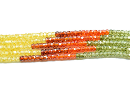 5 String Of Multi stone semi precious 3mm beads Necklace,Beautiful CZ Beads Necklace,Color Zircon Faceted Rondelle Bead, Necklace Wholesale