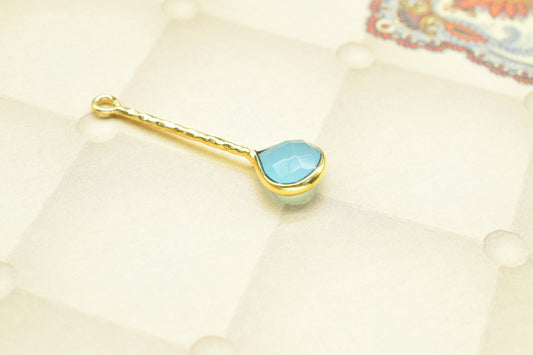 Aqua Chalcedony Pendant/Gemstone Component/Faceted Aqua Chalcedony Single Bail Charm/Necklace Pendant/Heart Shape Charm/Wholesale Supply/