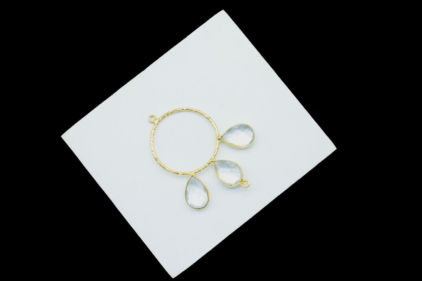 Crystal Quartz Jewelry Connector/Brass Connector Jewellery/Gold Plated Pendant/Handmade Jewellery/Double Bail Pendant/Wedding Jewelry/Gift