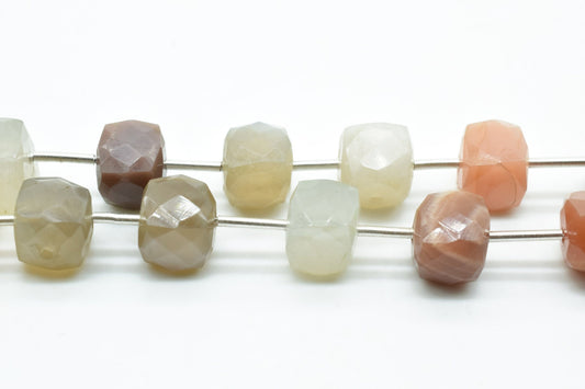 Natural Multi Moonstone 8mm Cube Box Beads,Gemstone Faceted Box Shape Briolettes,Box shape Briolettes,Jewelry Making Beads,6 Inch Strands