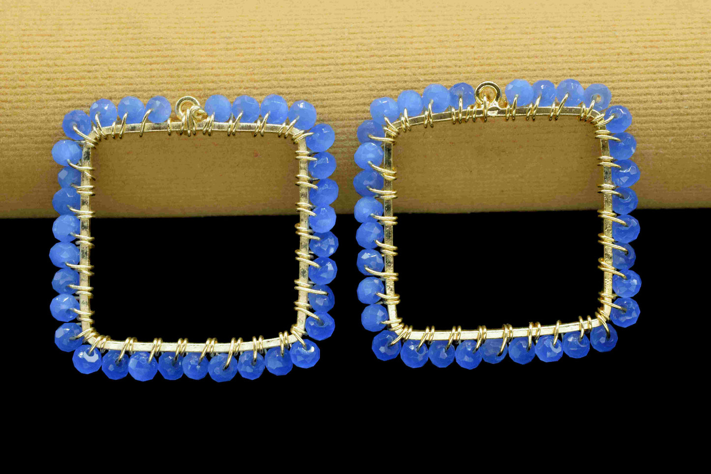 Blue Quartz Wire Wrapped Dangle Connector, Gemstone Component, Handmade Earring, Finding Necklace Component Jewelry,Beaded Earring Connector