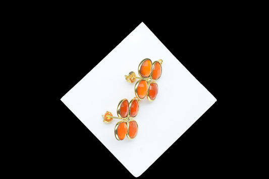 Carnelian Gemstone Earring Connector/Gold Plated Jewelry/Carnelian Handmade Jewelry/Bezel Component/Jewelry making Stone/Heart Shape Earring