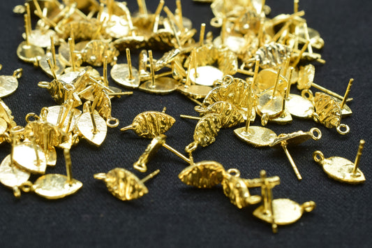 Brass Handmad Earring Connector,7x10mm Teardrop Brass Earring connector,Gold Plated Brass Jewellery,Studs Post connector,Brass Earring,Gifts