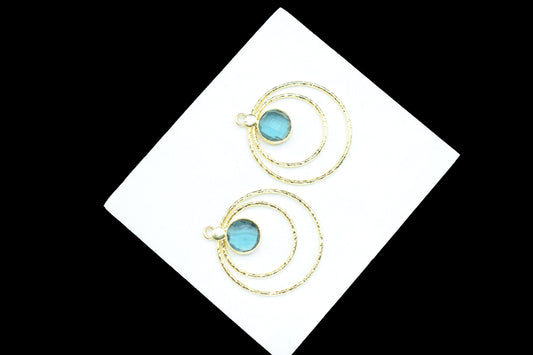 Kyanite Round Faceted Bezel Connector,designer Bezel Jewelry,Gemstone Necklace Pendant,Jewelry Findings,Kyanite Round Earring Connector,Gift