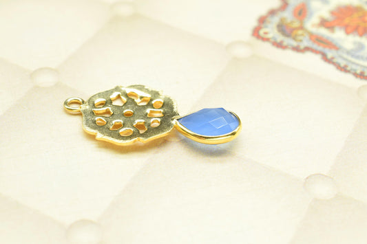 Blue Chalcedony Teardrop Pendant/Single Bail Charms/Chalcedony Faceted Gemstone Pendant/Handmade Earring/Jewelery Making Bezel/Pear Shape
