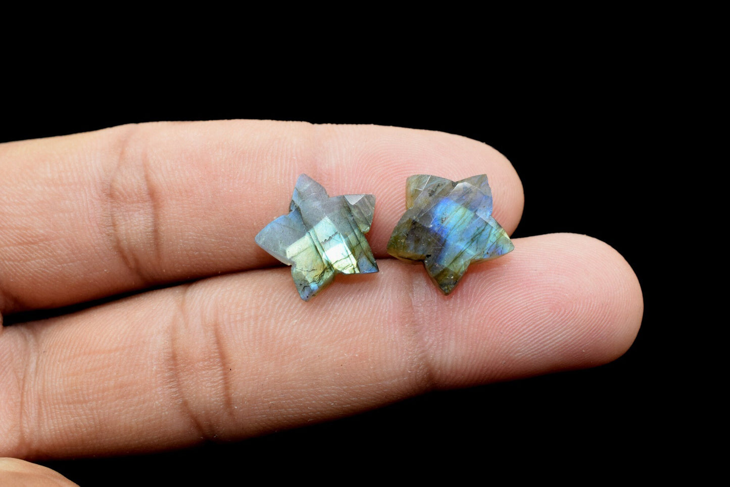 Labradorite 14mm carved star shape Briolettes,star shape Faceted Briolette,Gemstone,Hand Carved Briolette,Carving Gemstone,Carved stones