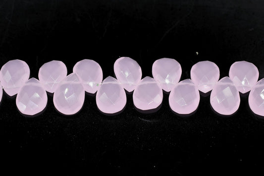 Pink Chalcedony Quartz 9x13mm Faceted Pear Briolettes - Faceted Briolettes - Calibrated Gemstone - Chalcedony Pear Briolette,wholesale beads