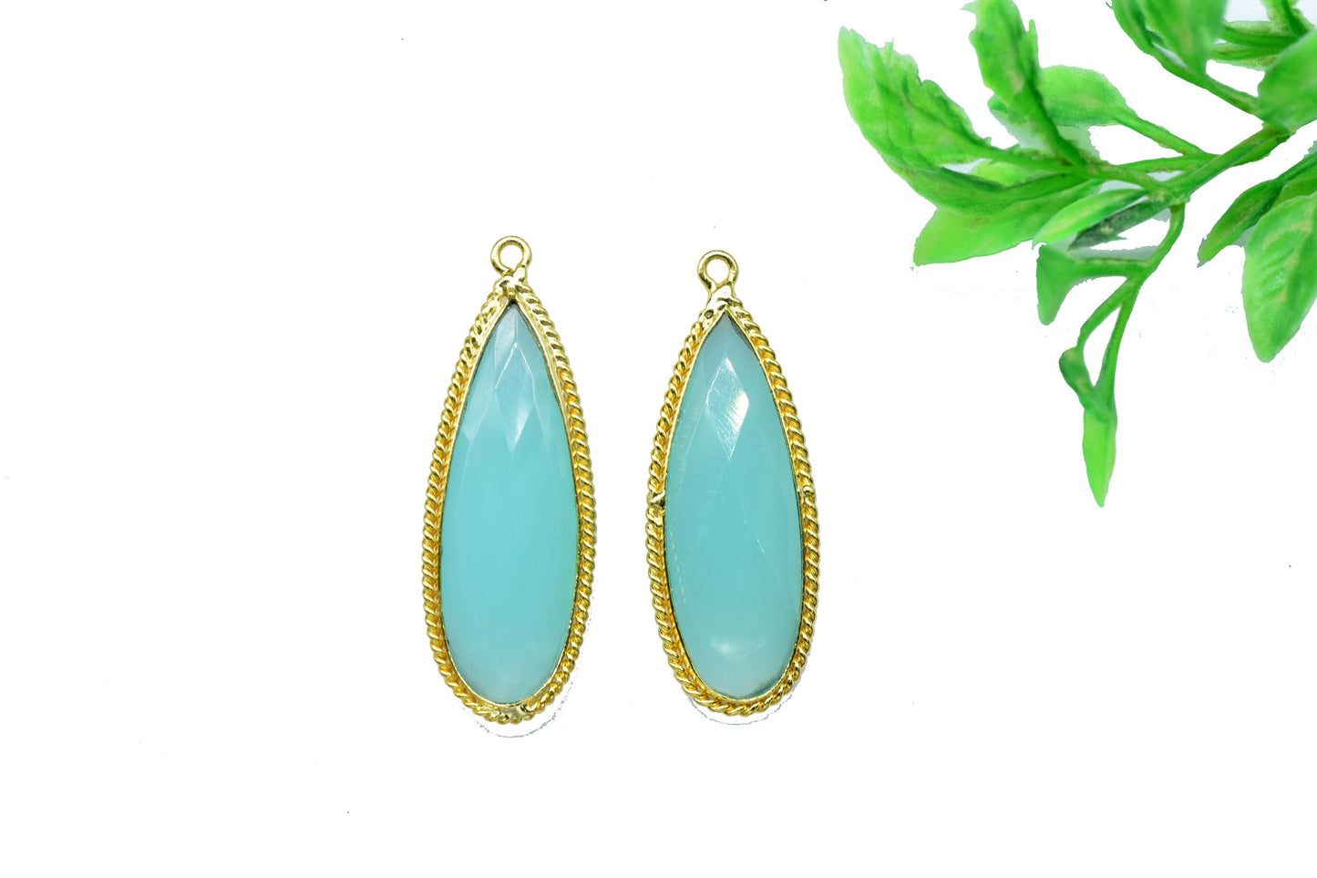 Aqua Chalcedony Gemstone 10x30mm Teardrop Shape Charm,Chalcedony Single Bail Pendant JewelryAqua Chalcedony Connector jewelry supplies,Gift