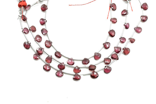 Garnet Heart Shape 6mm briolettes,Vertical Top Drilled briolettes,Faceted Heart shape Briolettes,Garnet Briolettes,Garnet beads,Red Briolett