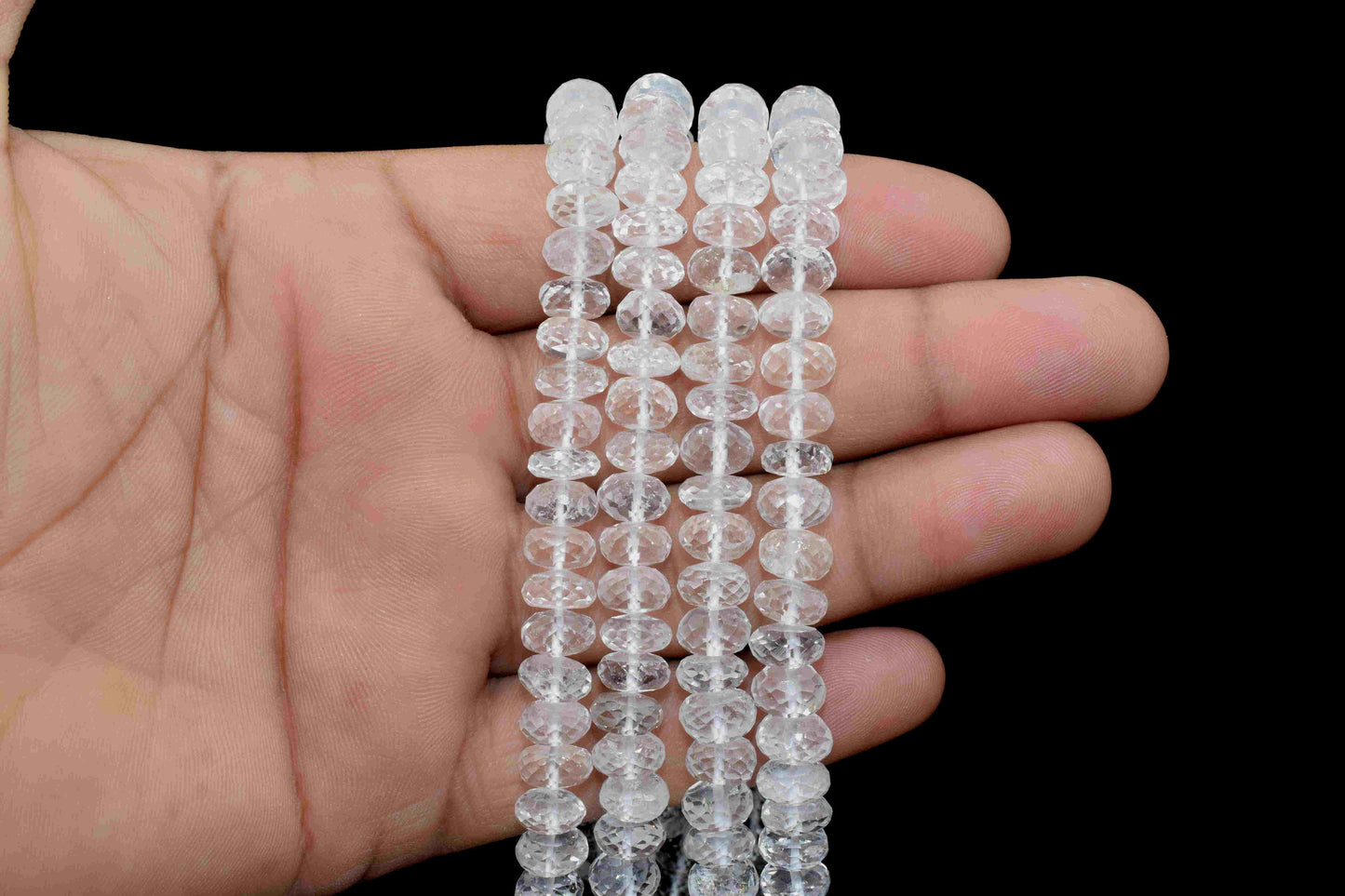 6.5mm 7mm AAA 100% Natural Faceted Rondelle crystal Gemstone Beads Top Quality Natural crystal Beads 6 Inches Strand, Crystal,large beads,