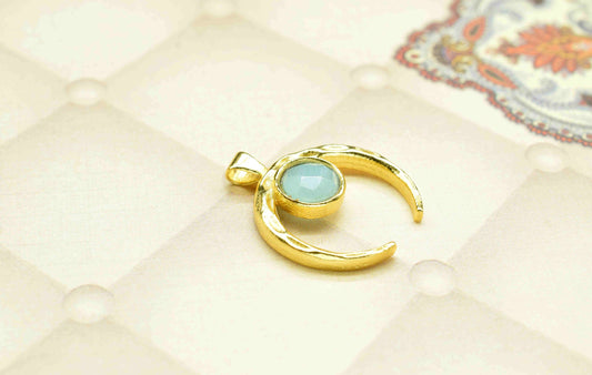 Amazonite , Single Bail Charm , Amazonite Connector Pendant , Gold Plated Connectors , Single Bail Checker Cut Gemstone Connector