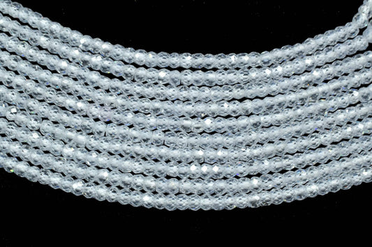 Crystal Zircon 3mm Faceted Rondelle Beads,White Zircon Rondelle beads,White Zircon Faceted Beads,White Color Zircon Beads,White Zircon Beads