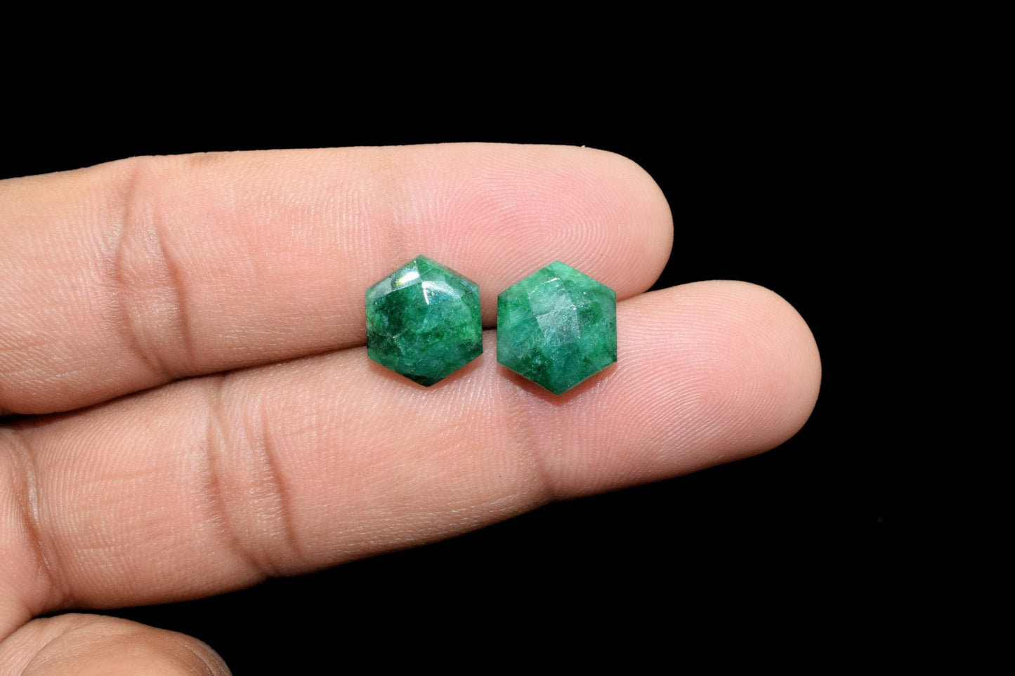 Emerald Faceted 10mm Hexagon Briolettes,Green Emerald Hexagon Beads,Emerald Jewelry Beads,Fancy Briolette Beads,Emerald Faceted Beads,Gift