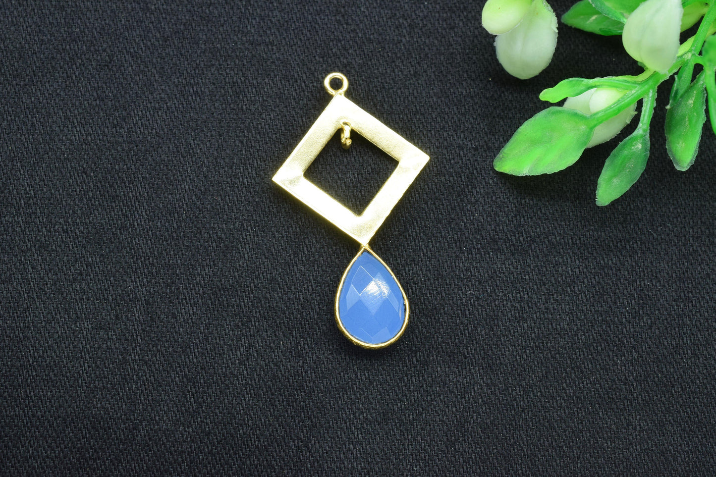 Blue Chalcedony Teardrop Pendant/9x13 Faceted Teardrop Gemstone/ Faceted Cut Gemstone/Single Bail Pendant/Handmade Items/Charms & Pendants/